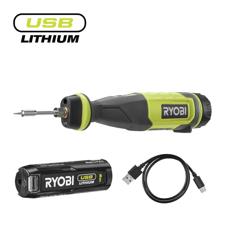 RYOBI 4 V USB Akku-Lötstift, inkl. 1 x 4 V 2,0 Ah Akku und USB-C Ladekabel RSI4-120G