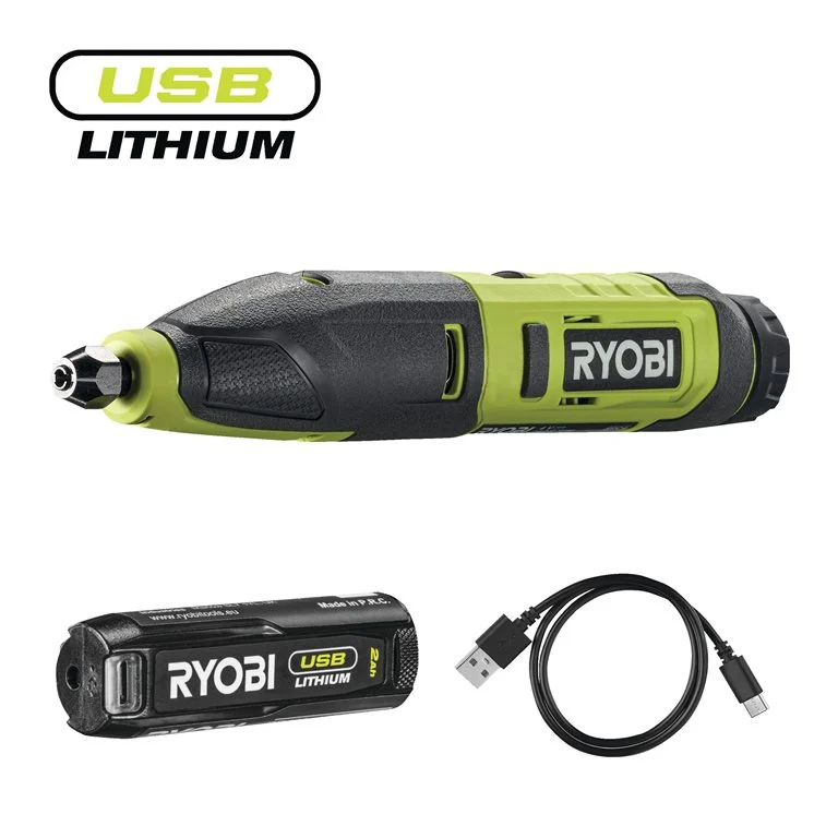 RYOBI 4 V USB Akku-Schnitzer, inkl. 1 x 4 V 2,0 Ah Akku und USB-C Ladekabel